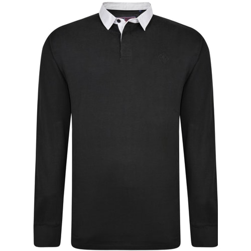 KAM Long Sleeve Rugby Polo Shirt Black